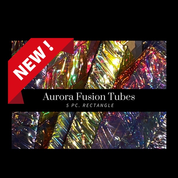 3D Aurora Fusion Tubes Rectangular , faux dichroic, aurora inlay, jewelry inlay, iridescent inlay, turning inlay, lure inlay, resin art