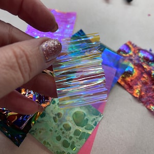 Fusion Film Funky & Chunky Iridescent film, Fusion Film, Faux Dichroic, opalescent film, Knife inlay, Resin Art image 5