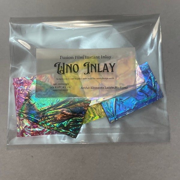 New version  Fusion Film Uno Inlay, iridescent inlay,faux dichroic inlay,Aurora inlay,holographic, Easy Jewelry Inlay, designer inlay