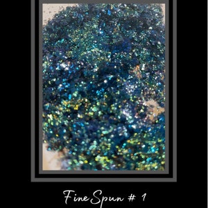 May include: Fine iridescent blue and green glitter with a shimmery finish. Fine Spun #1.