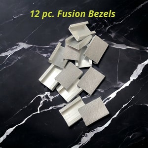 Bezels bulk 12pc + 12 bails,Track bezels, Fusion Bezels, aluminum bezels, resin bezels, modern bezels, jewelry making