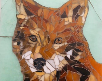 Red Wolf Glass Mosaic