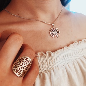 Silver ring, snowflake, snowflake, canadian ring, silver ring, winter jewel, cold
