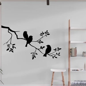 Birds On A Tree Branch Wall Art Decal Sticker Fun Home Decor A75