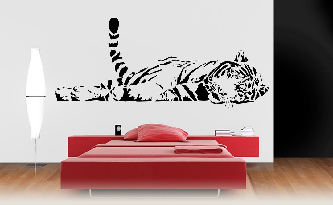 Stunning Sleeping Tiger Animal Wall Art Decal Sticker Home - Etsy UK