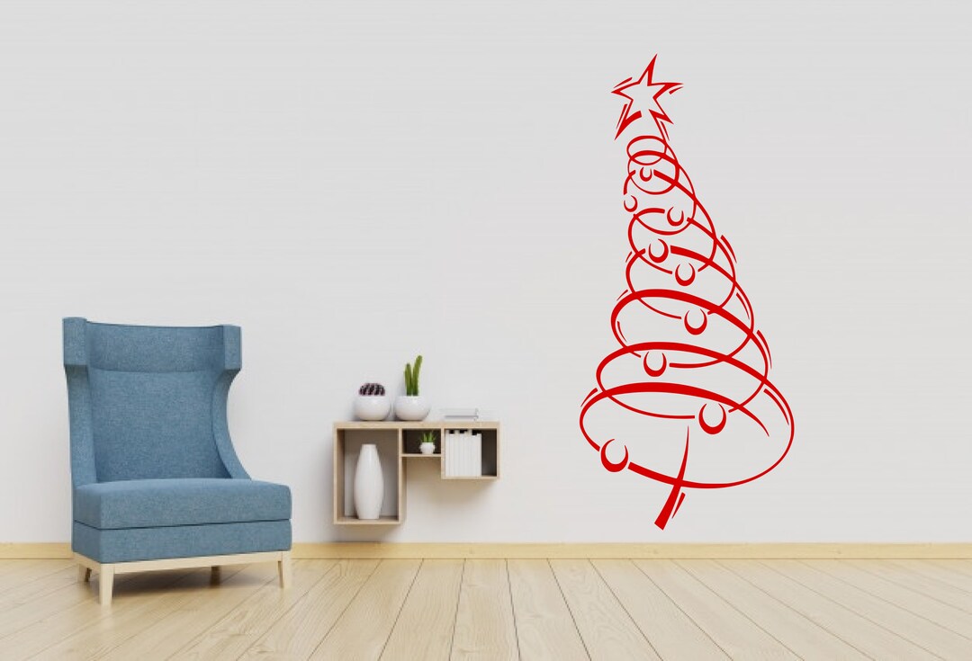 Modern Christmas Tree Wall Art Decal Sticker Home Decor Etsy