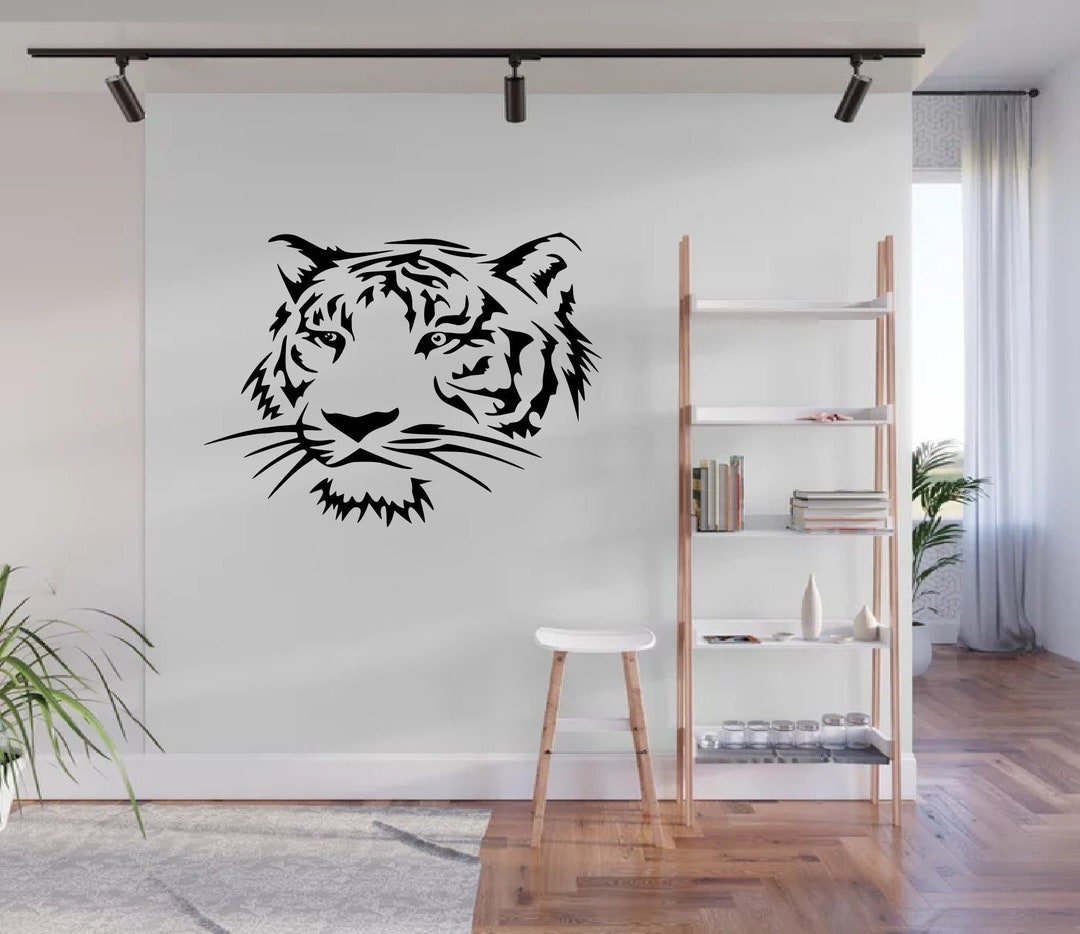 Tiger Animal Head Wall Art Decal Sticker Home Decor Vinyl Sticker, Fun ...