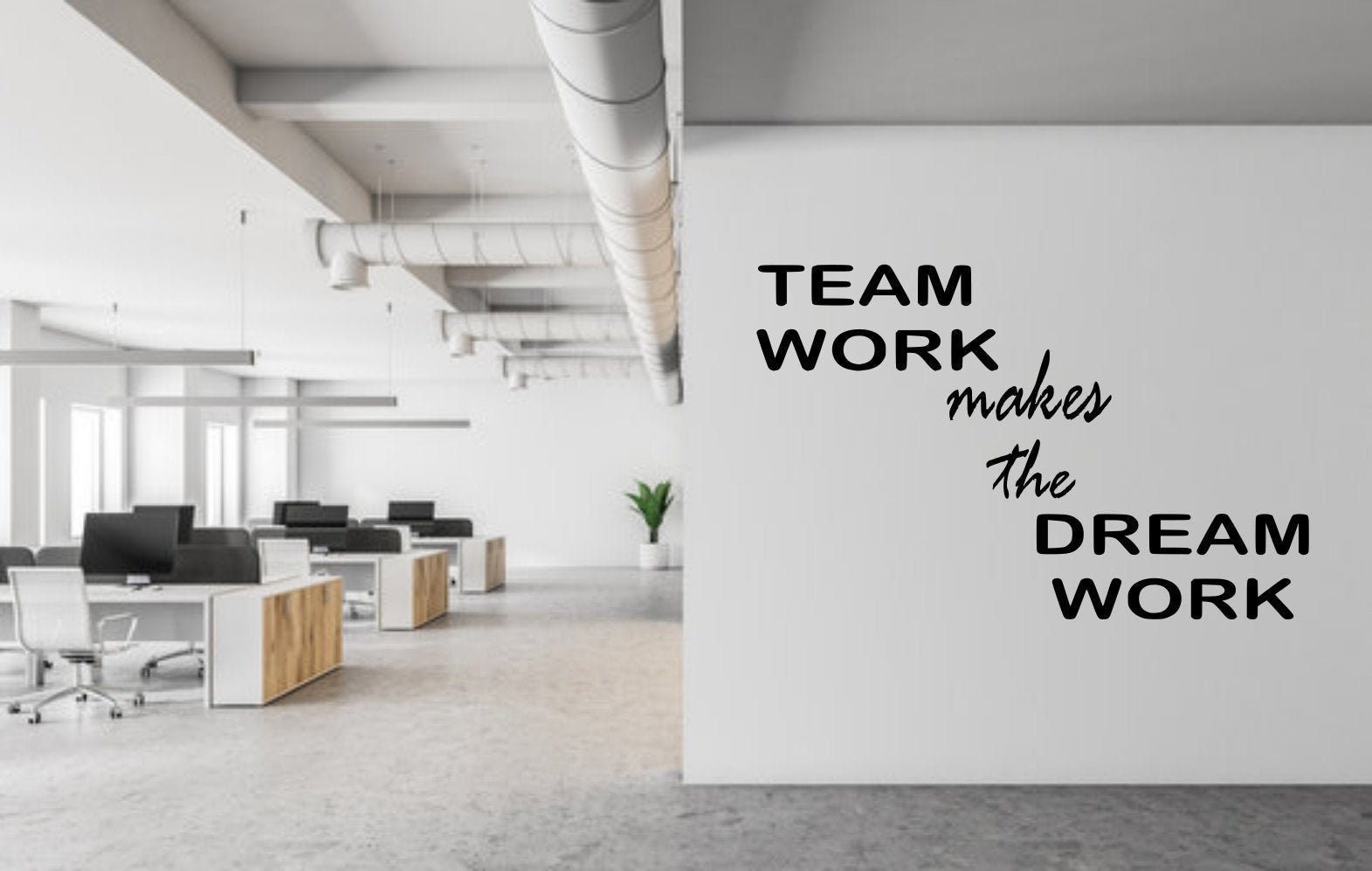 Teamwork Makes the Dream Work Wall Art Decal Sticker Office Decor Quote ...
