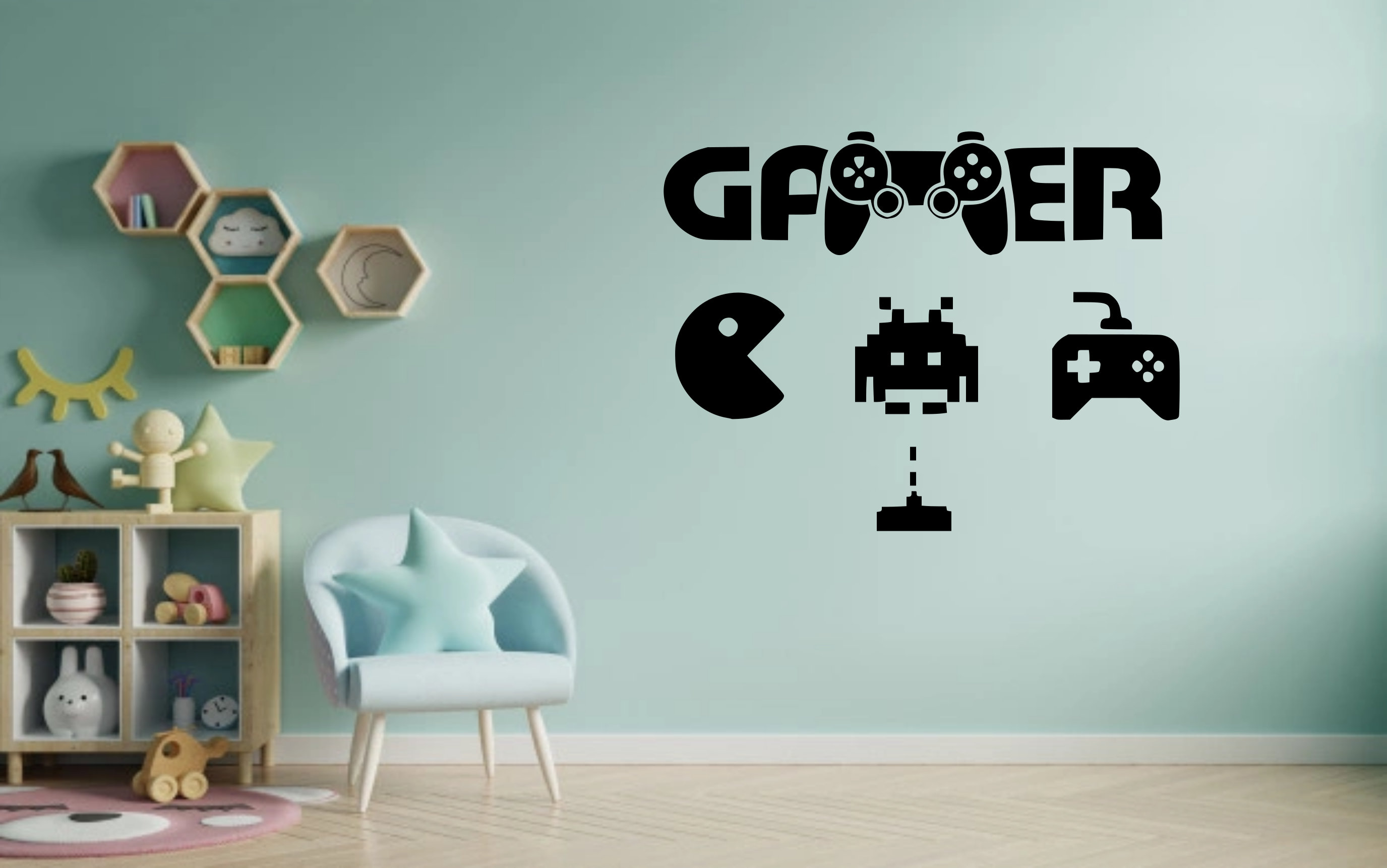 Gamer Wall Art Decal Sticker Home Decor Retro Gaming Transfer Etsy