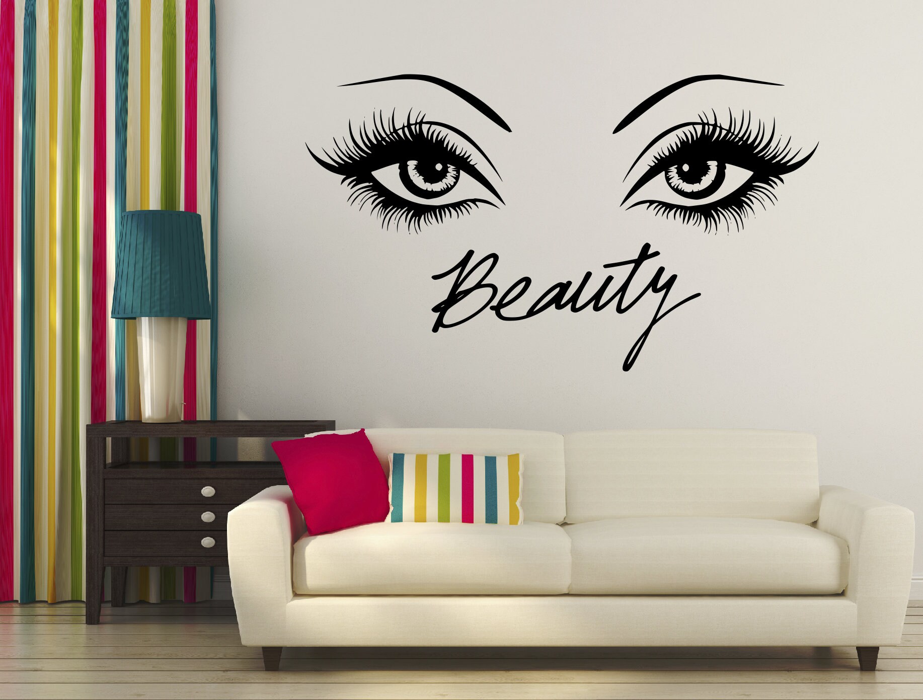 Schönheit Salon Wandaufkleber – Mit 3D Schmetterlingen, Lippen & Motivierendem Spruch, 125 X 55 Cm