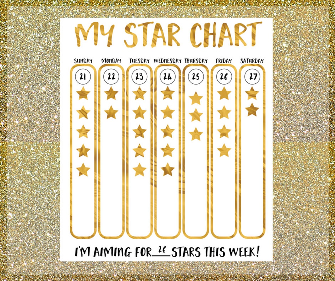 Kids Star Chart Printable Kids Star Chart Etsy