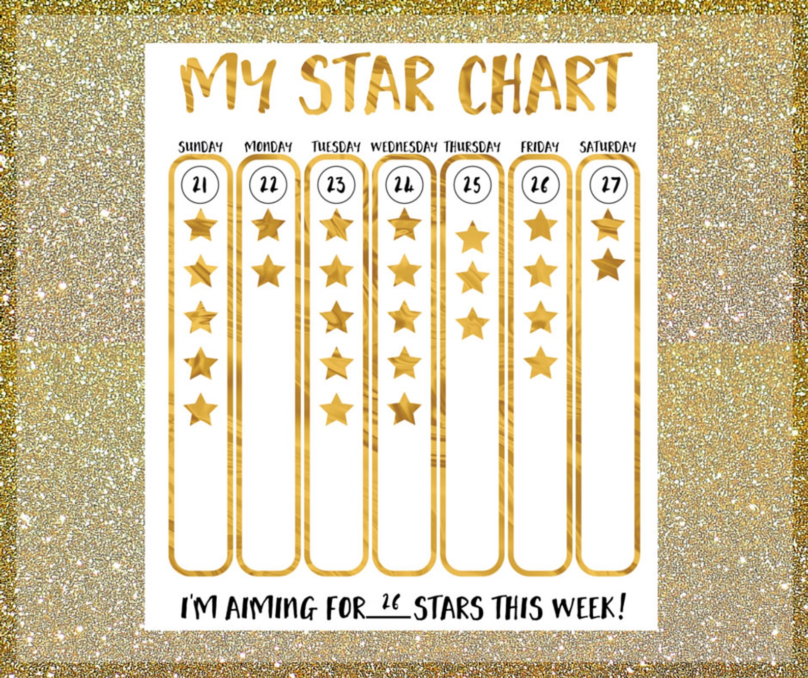 Kid's Star Chart Printable Kid's Star Chart | Etsy
