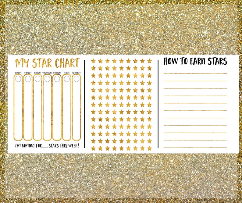 Kid's Star Chart Printable Kid's Star Chart | Etsy