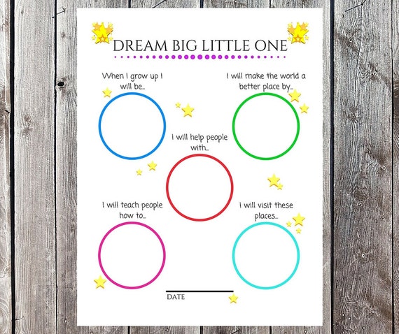 Items similar to Dream Big Little One - Children's Printable Worksheet ...