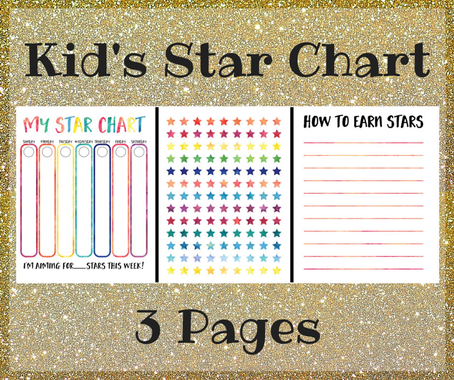 Kid's Chore Chart Printable Star Chart For Kids | Etsy