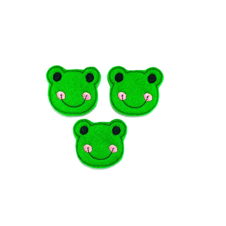 Animal Feltie Animal Accessory Felt Frog Green Feltie Felt Animal Cute Feltie Embroidered Felt Frog Feltie Animal Embellishment
