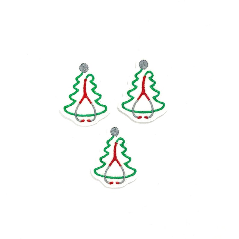 Holiday Feltie Medical Feltie Embroidered Felt Nurse Feltie Embroidered Feltie Stethoscope Feltie Tree Feltie Christmas Tree Feltie