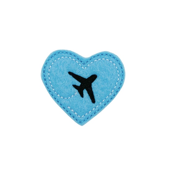 Airplane Feltie, Felt Airplane, Plane Feltie, Felt Plane, Heart Feltie, Felt Heart, Embroidered Feltie, Embroidered Felt, Love Feltie