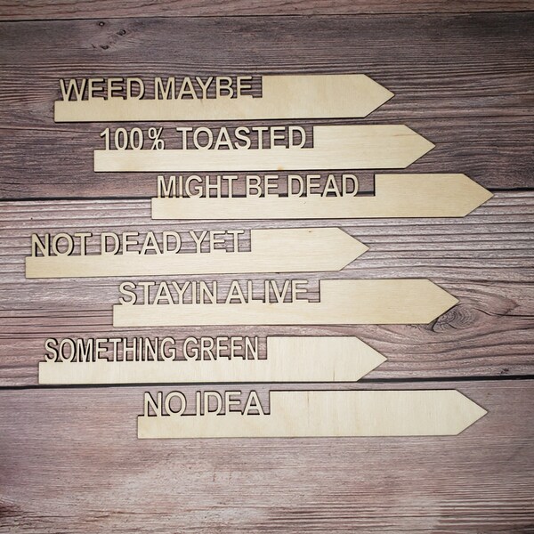 Wooden Plant Markers / Black Thumb Garden stakes / Snarky Garden Markers / Crazy Plant Lady / Snarky Housewarming Gift / Christmas Gift