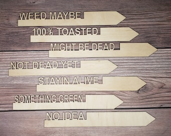 Wooden Plant Markers / Black Thumb Garden stakes / Snarky Garden Markers / Crazy Plant Lady / Snarky Housewarming Gift / Christmas Gift
