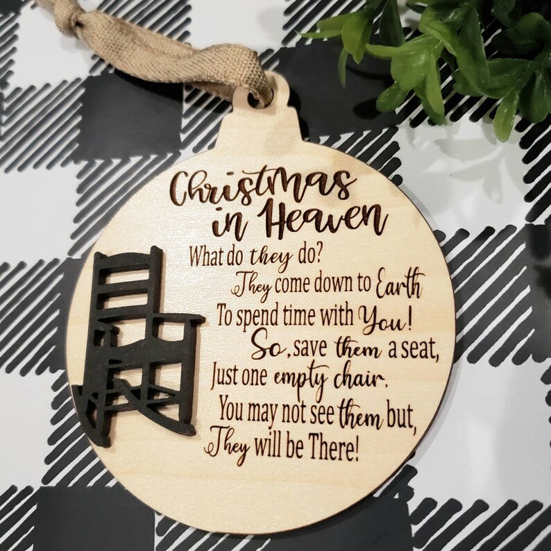 Christmas in Heaven Ornament Christmas Ornament with rocking chair Heaven Ornament remembrance ornament loss of a loved one