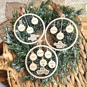 Personalized Grandchildren Christmas Ornament: Engraved Maple Plywood Family Gift