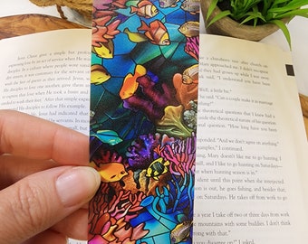 Segnalibro flessibile in acrilico con pesci tropicali e nappa, regalo per amanti dei libri e topi di biblioteca