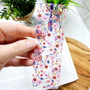 Flexible Acrylic Bookmark with Tassel / Flowers and Skeletons Bookmark