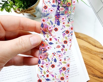 Flexible Acrylic Bookmark with Tassel / Flowers and Skeletons Bookmark