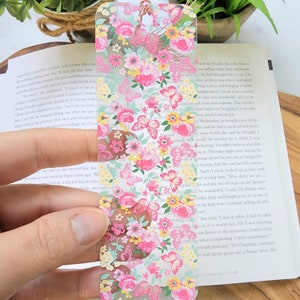 Flexible Acrylic Bookmark with Tassel / Flowers and Butterflies Bookmark