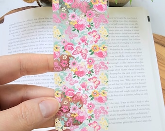 Flexible Acrylic Bookmark with Tassel / Flowers and Butterflies Bookmark