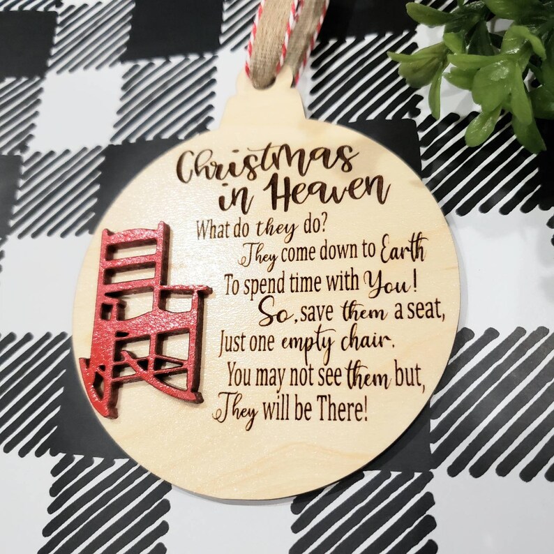 Christmas in Heaven Ornament Christmas Ornament with rocking chair Heaven Ornament remembrance ornament loss of a loved one