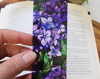 Purple Lilacs Flexible Acrylic Bookmark with Tassel Book lover gift for bookworm