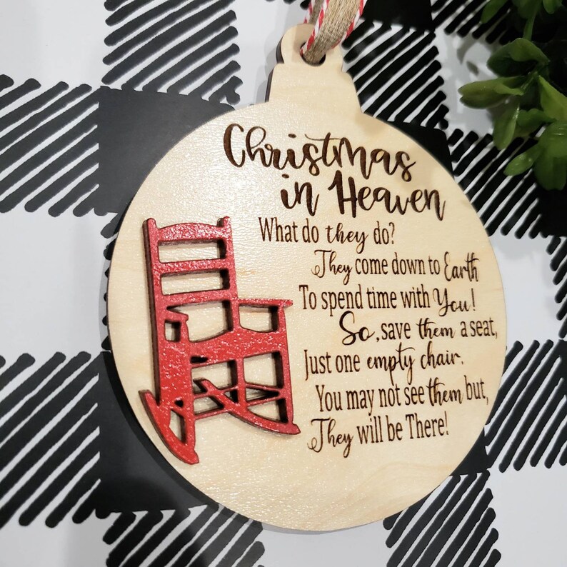 Christmas in Heaven Ornament Christmas Ornament with rocking chair Heaven Ornament remembrance ornament loss of a loved one