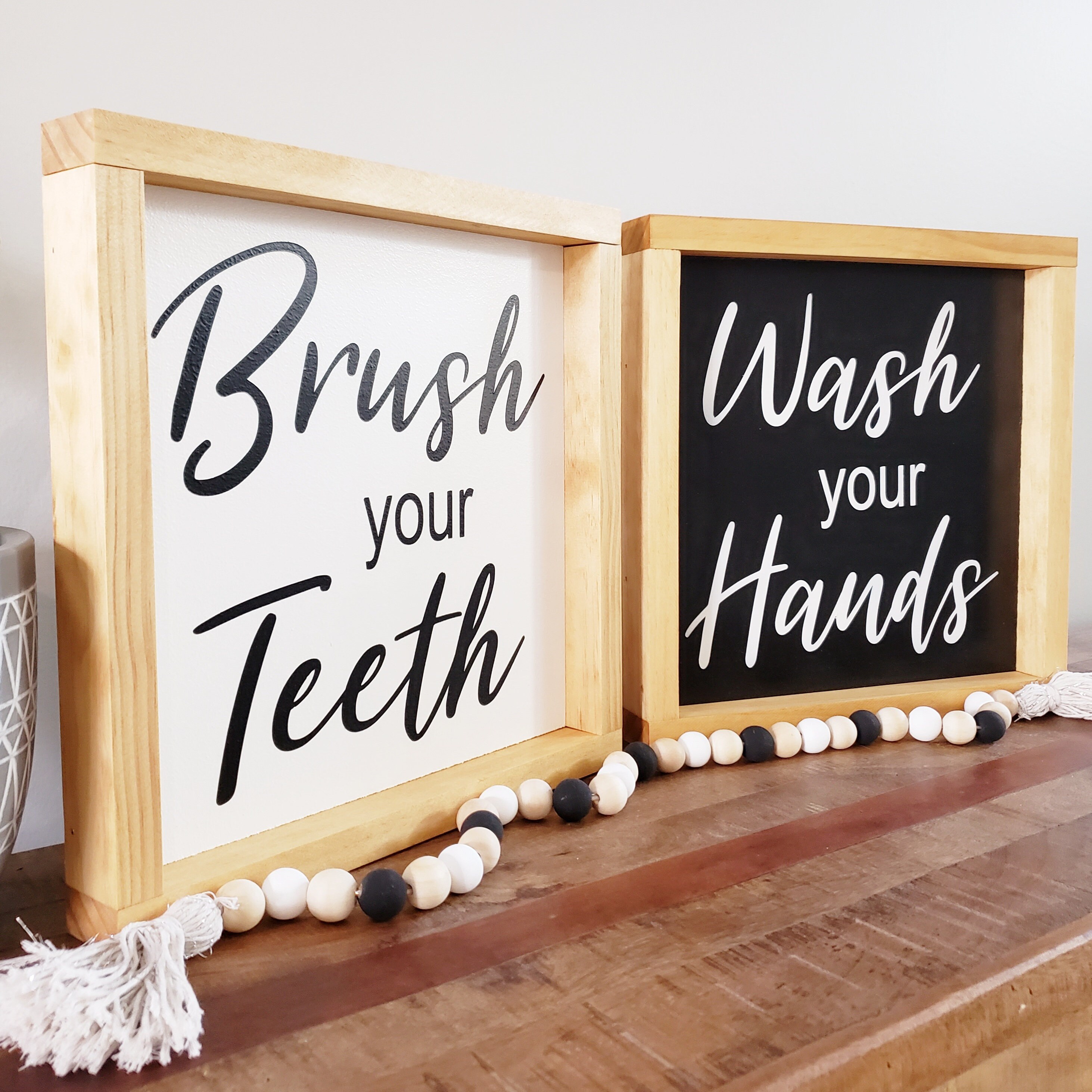 Brush your Teeth and Wash your Hands set of 2 signs / Kids Etsy