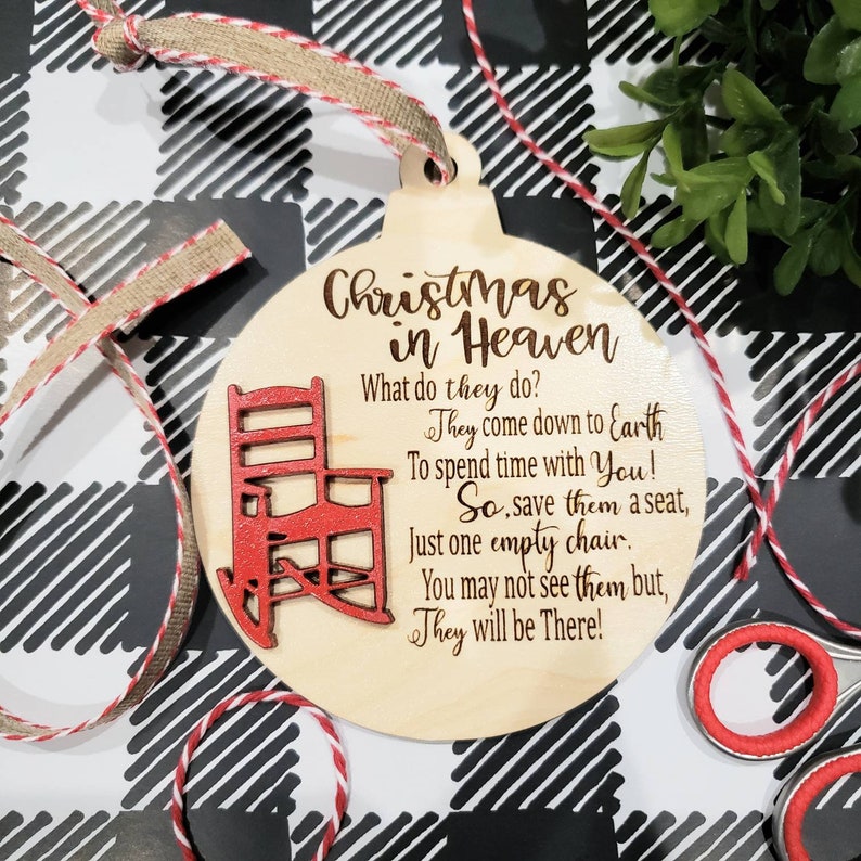 Christmas in Heaven Ornament Christmas Ornament with rocking chair Heaven Ornament remembrance ornament loss of a loved one