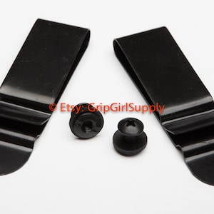 Set 2x Pair IWB Belt Clips + Mounting Hardware Black Spring Metal Custom Hybrid Kydex Holster Kit