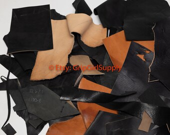3 LBS Oil Tanned Leather Scraps - Earth Tones. Perfect for leather craft.  4-15 Leather Piece per 3LBS Bags.