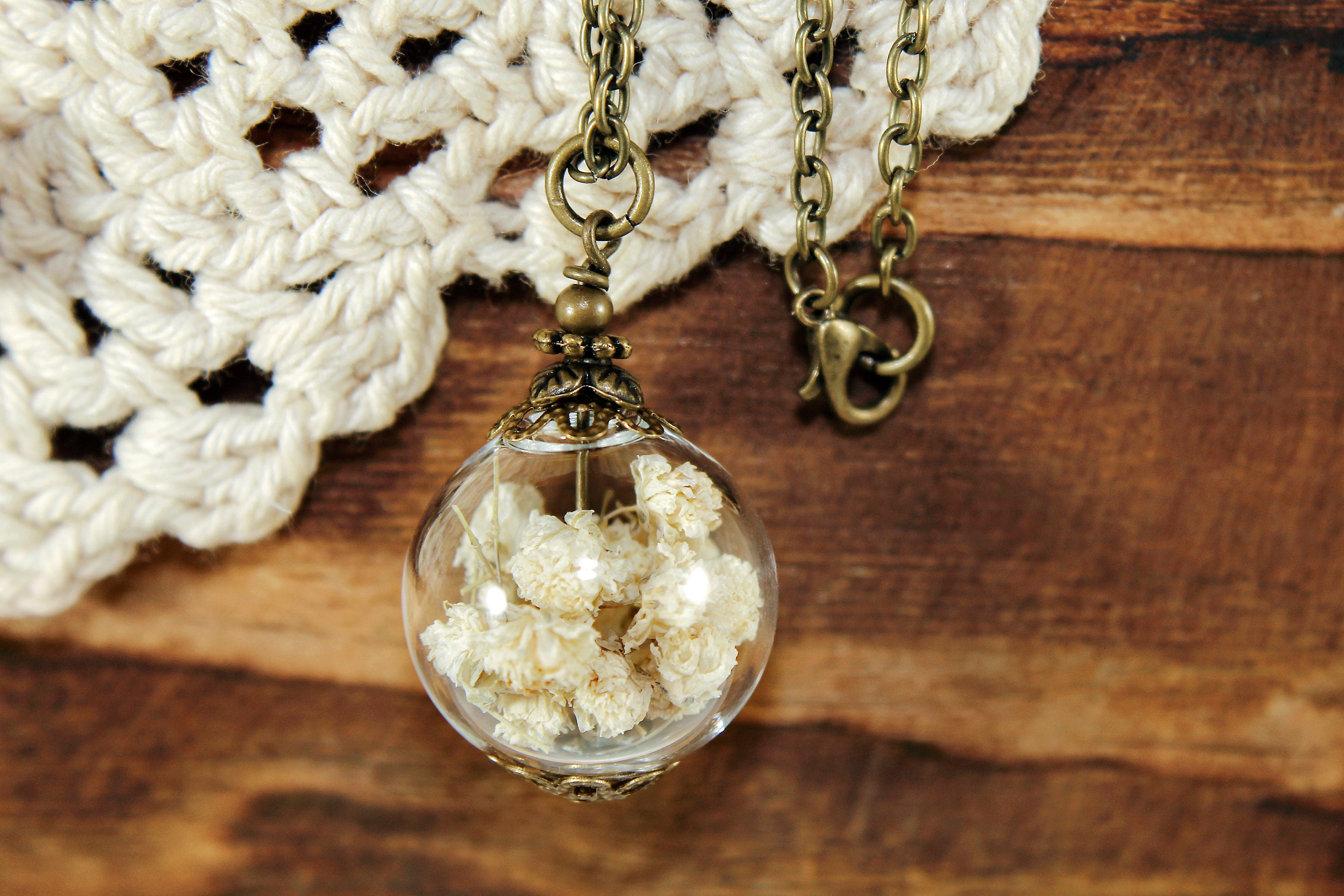 Baby's Breath Necklace Gypsophila Pendant Real Babies Etsy