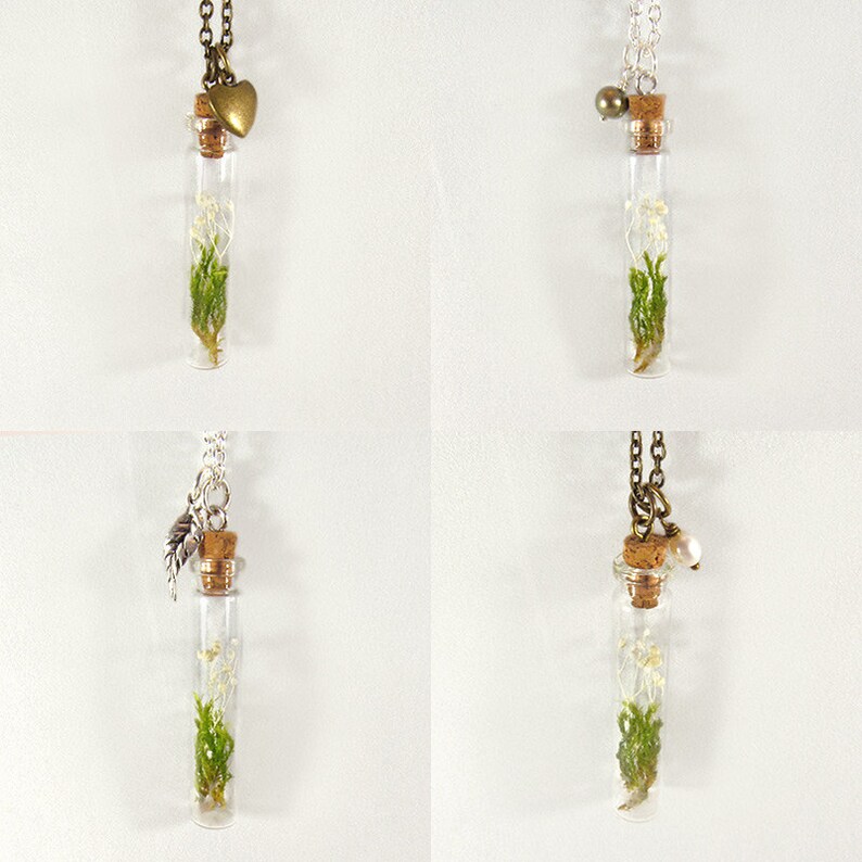 Terrarium necklace glass vial necklace moss necklace real Etsy