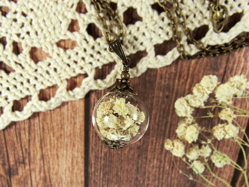 Baby's Breath Necklace Gypsophila Pendant Real Babies Etsy