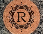 Mandala personalized monogram coasters (slate cork mdf options) Free US Shipping