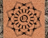 Mandala personalized monogram coasters (slate cork mdf options) Free US Shipping