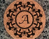 Mandala personalized monogram coasters (slate cork mdf options) Free US Shipping