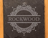 Mandala personalized monogram coasters (slate cork mdf options) Free US Shipping