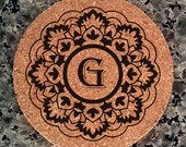 Mandala personalized monogram coasters (slate cork mdf options) Free US Shipping