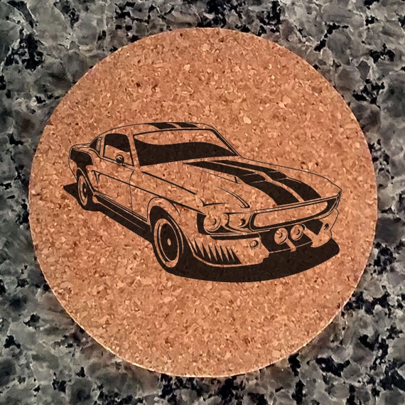 Ford Mustang Cork Backed Coaster Orange
