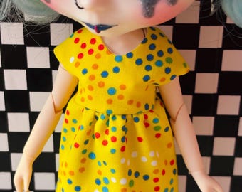 Vestido Blythe de lunares de caramelo