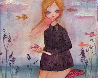 Fishes Watercolor 7x10
