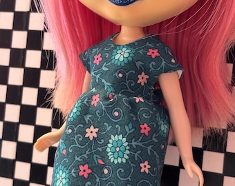 Teal and Pink Flowers Blythe Dress